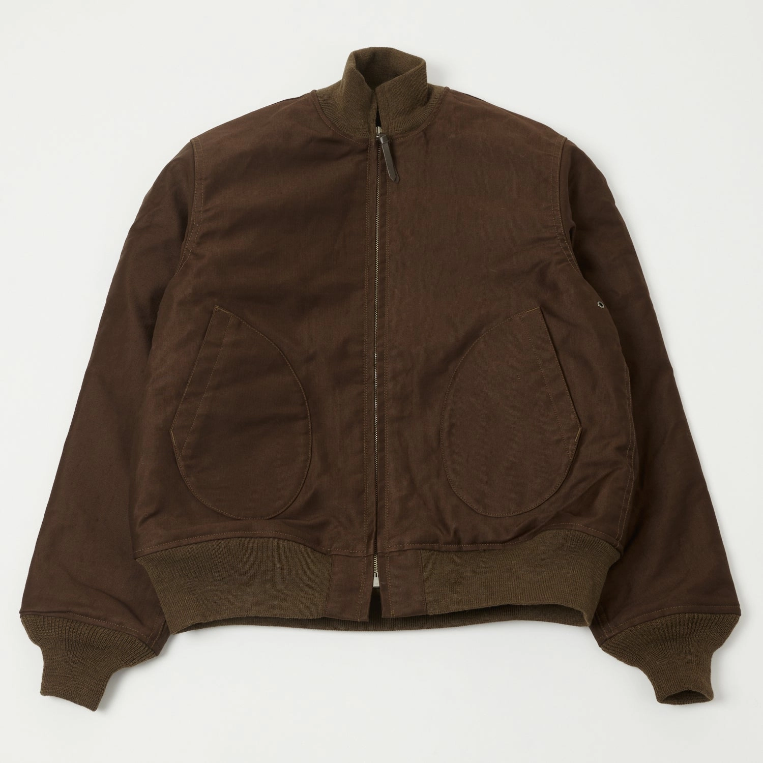 Buzz Rickson's U.S. Navy Zip Through Deck Jacket - Brown No Roll Collar Technology Compact packaging