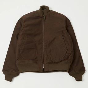 Buzz Rickson's U.S. Navy Zip Through Deck Jacket - Brown No Roll Collar Technology Compact packaging