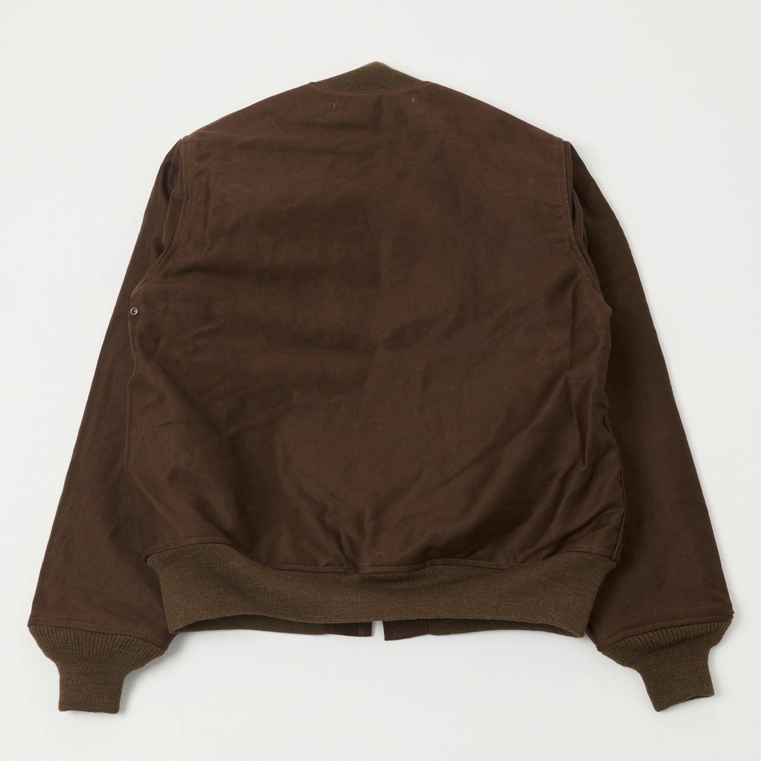 Buzz Rickson's U.S. Navy Zip Through Deck Jacket - Brown Stretch Weave Fabric