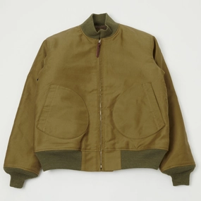 Seam Sealed Construction Buzz Rickson's U.S. Navy Zip Through Deck Jacket - Khaki Demotex