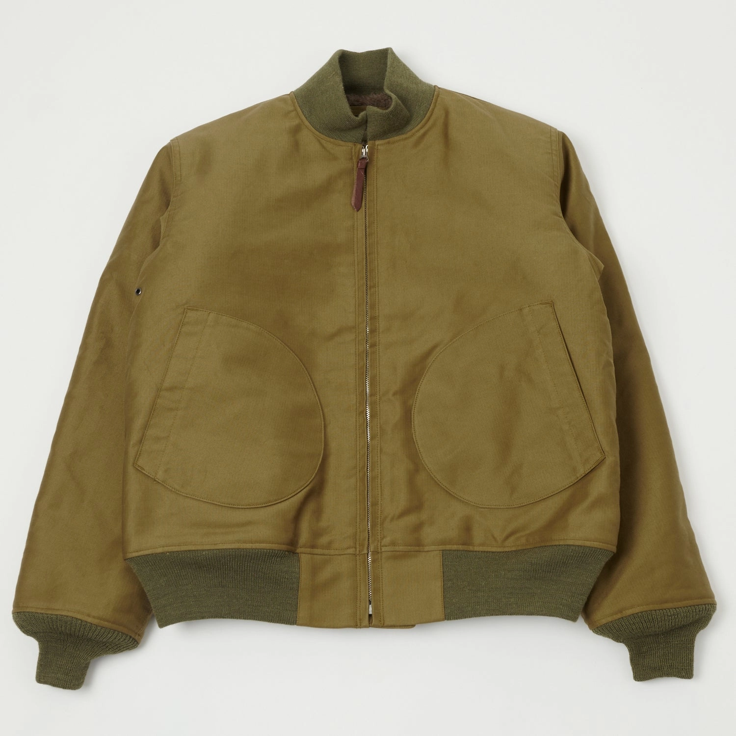Seam Sealed Construction Buzz Rickson's U.S. Navy Zip Through Deck Jacket - Khaki Demotex