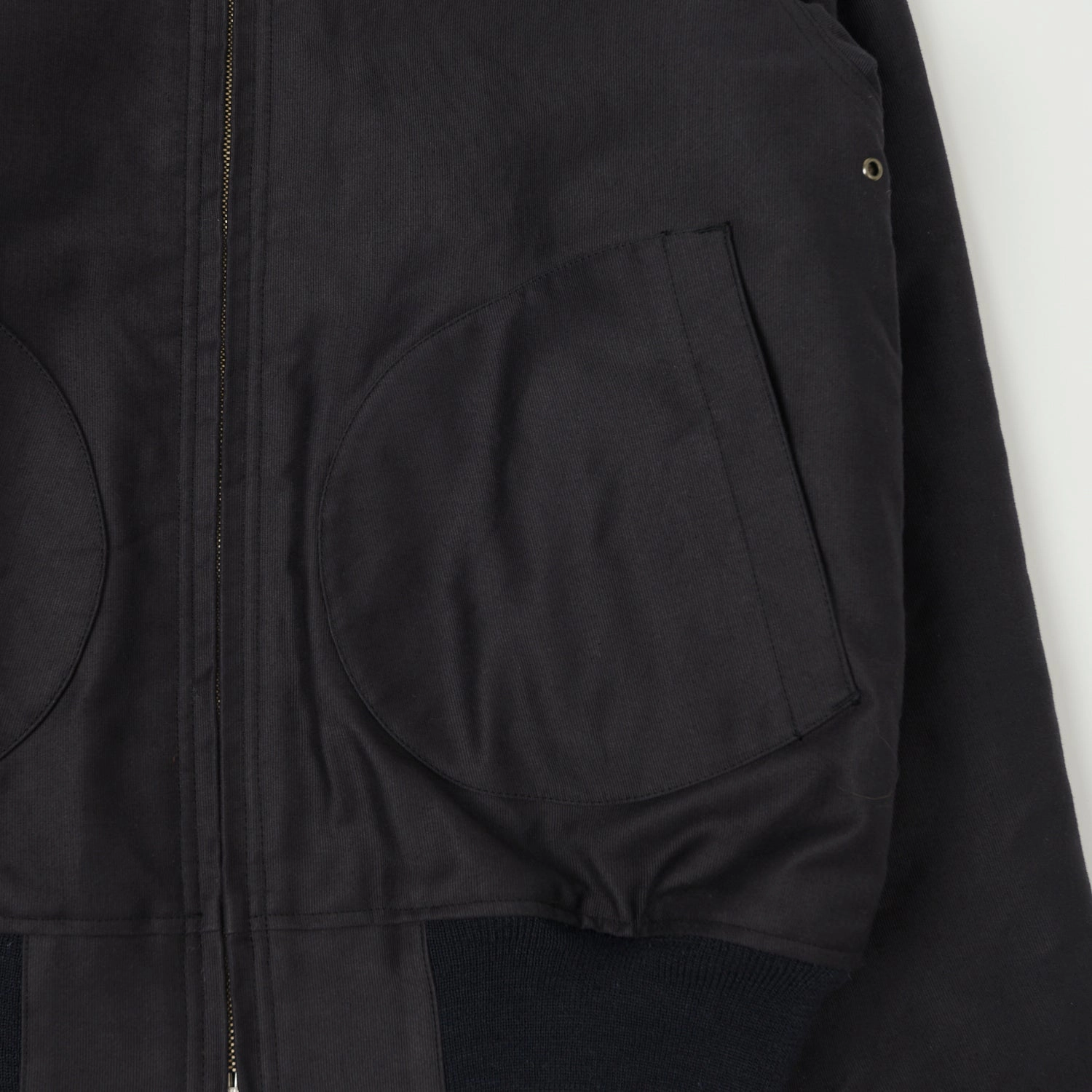 Belted Waist Smooth Flat Collar Buzz Rickson's U.S. Navy Zip Through Deck Jacket - Navy Demotex