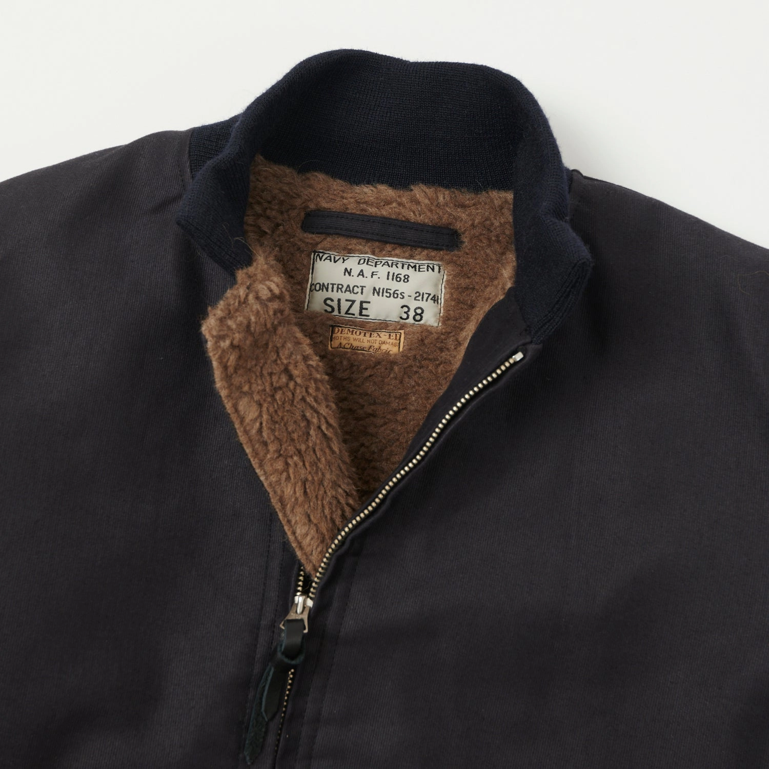 Packable Style Ventilation System Buzz Rickson's U.S. Navy Zip Through Deck Jacket - Navy Demotex