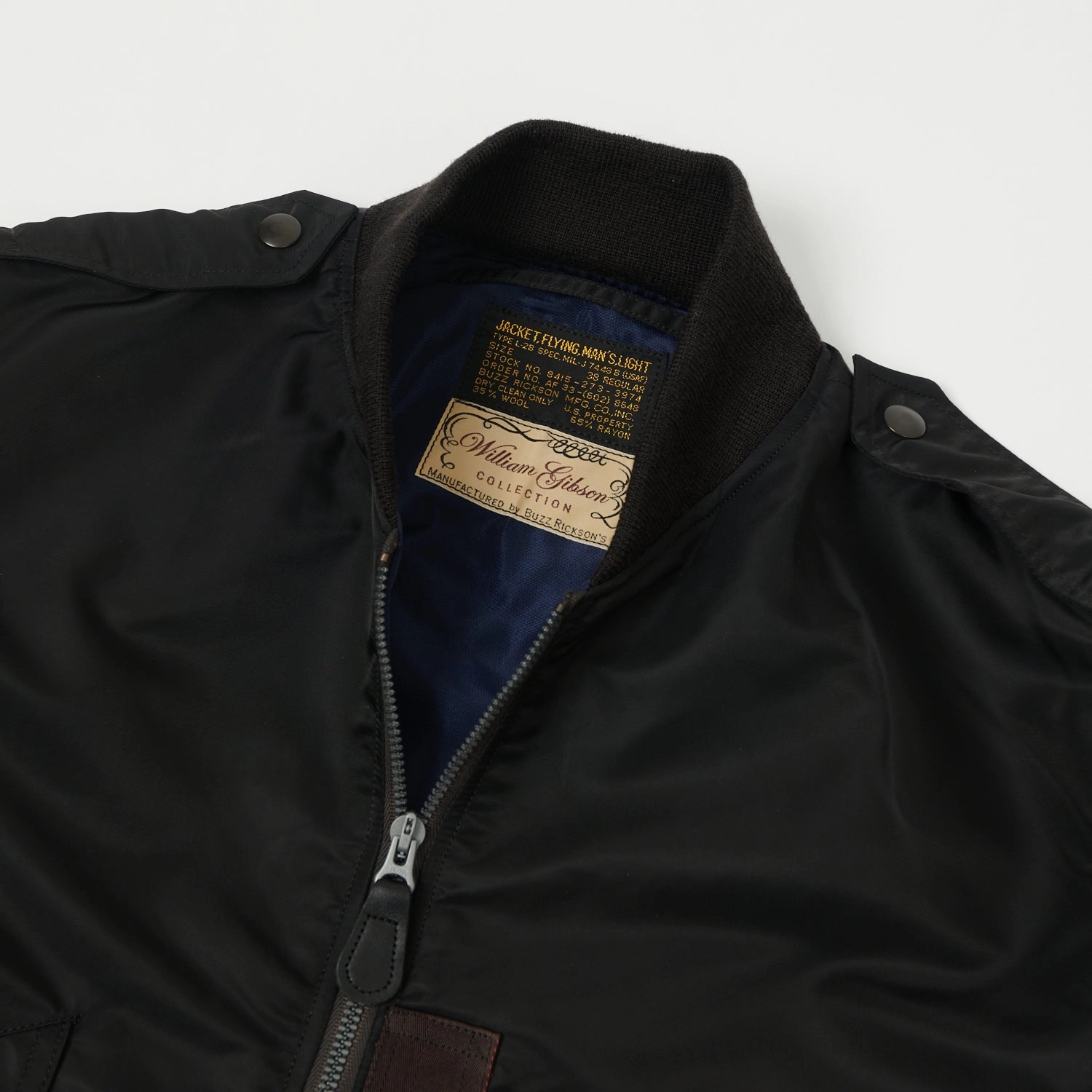 Buzz Rickson's x William Gibson L-2B Flight Jacket 'Regular' - Black Lightweight Comfort