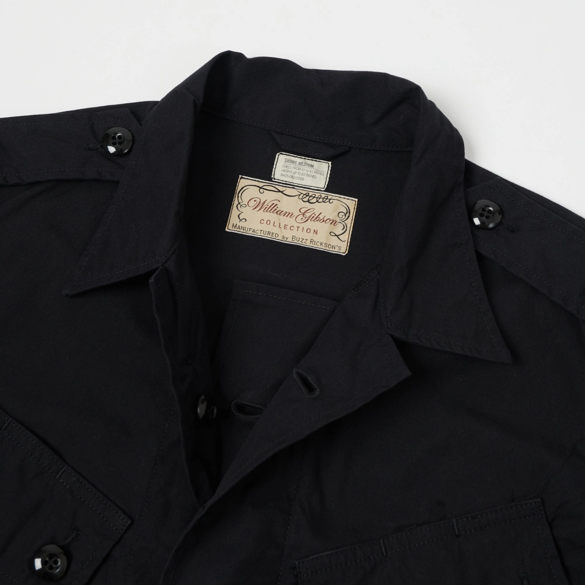 Buzz Rickson's x William Gibson U.S. Army Tropical Combat Jacket - Black Compression Fit Technology Anti Static Treatment