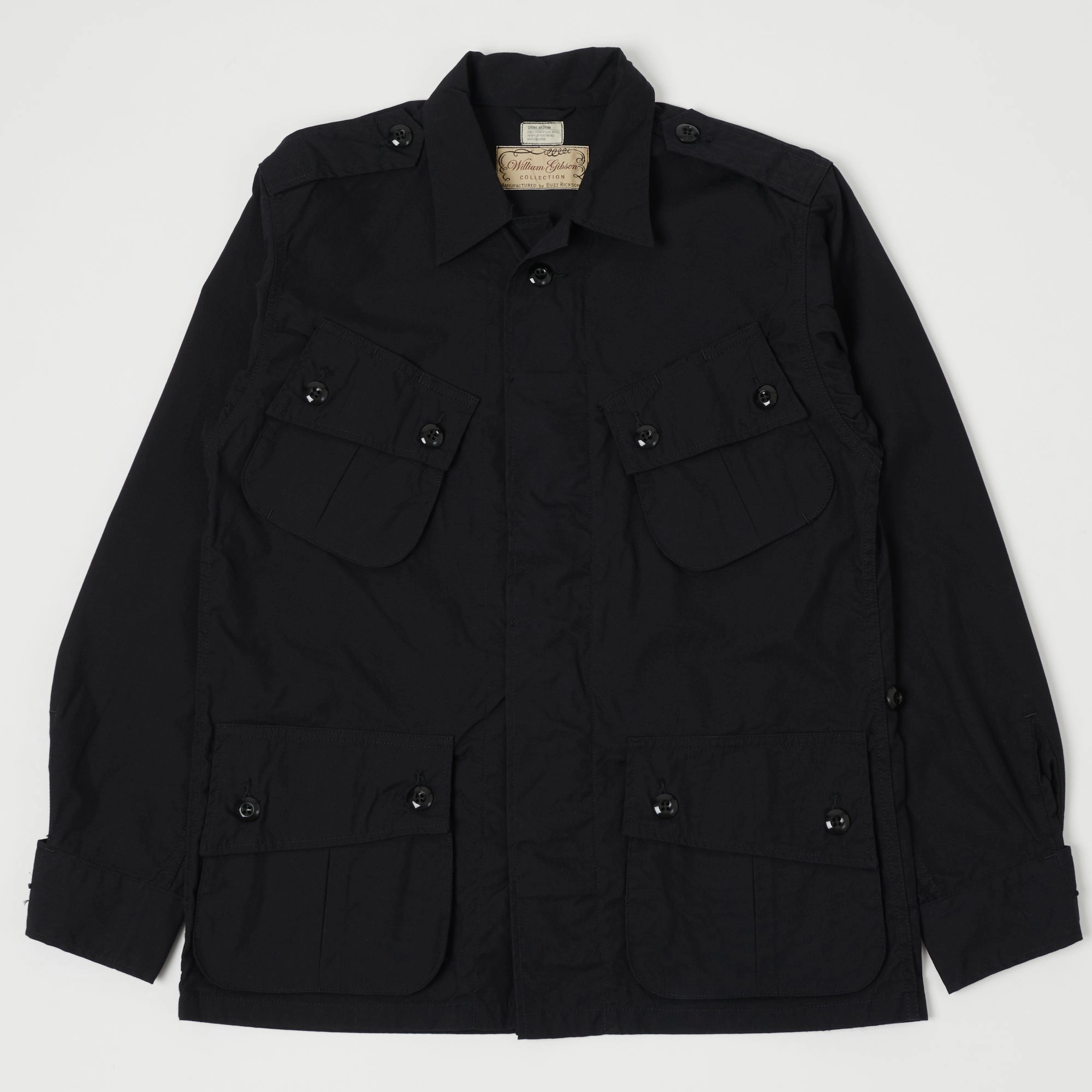 Layered Hem Design AntiStaticFinish Buzz Rickson's x William Gibson U.S. Army Tropical Combat Jacket - Black