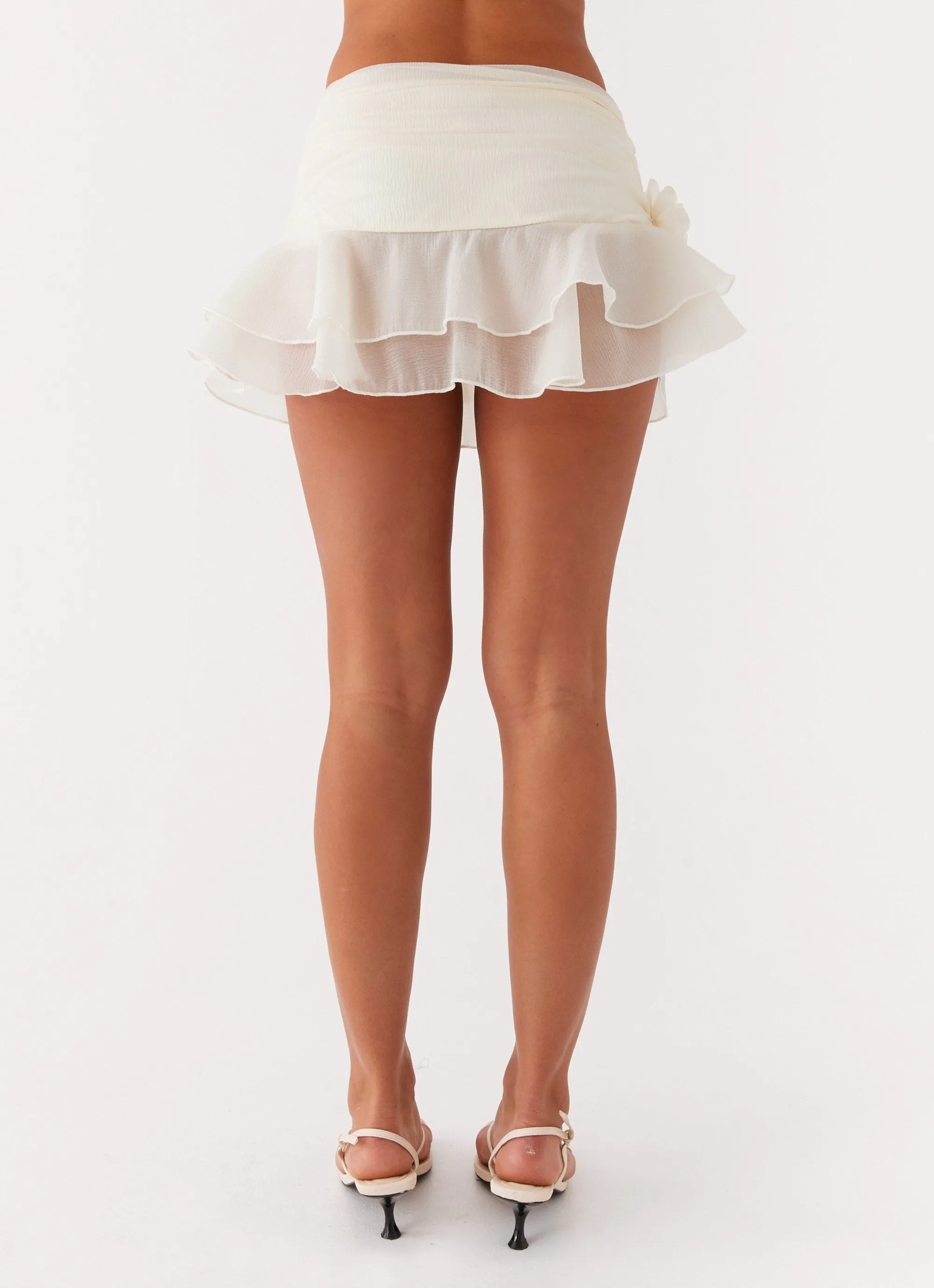 Texture Focus Call Me Never Tiered Mini Skirt - Ivory