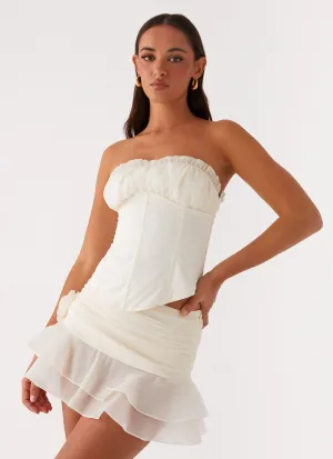 Call Me Never Tiered Mini Skirt - Ivory Minimal Vibe Opaque finish