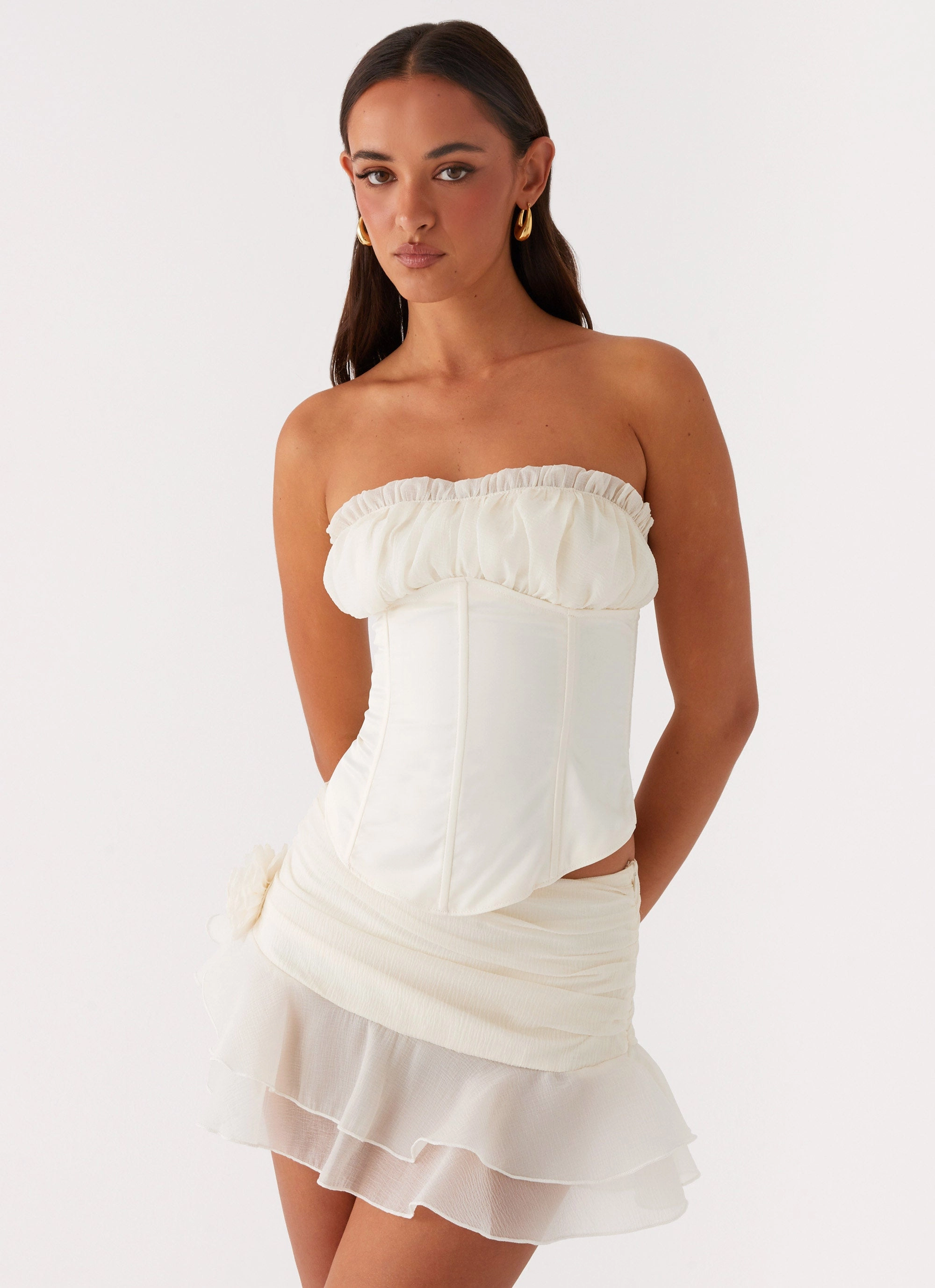 Call Me Never Strapless Corset Top - Ivory Ventilated Back Panel