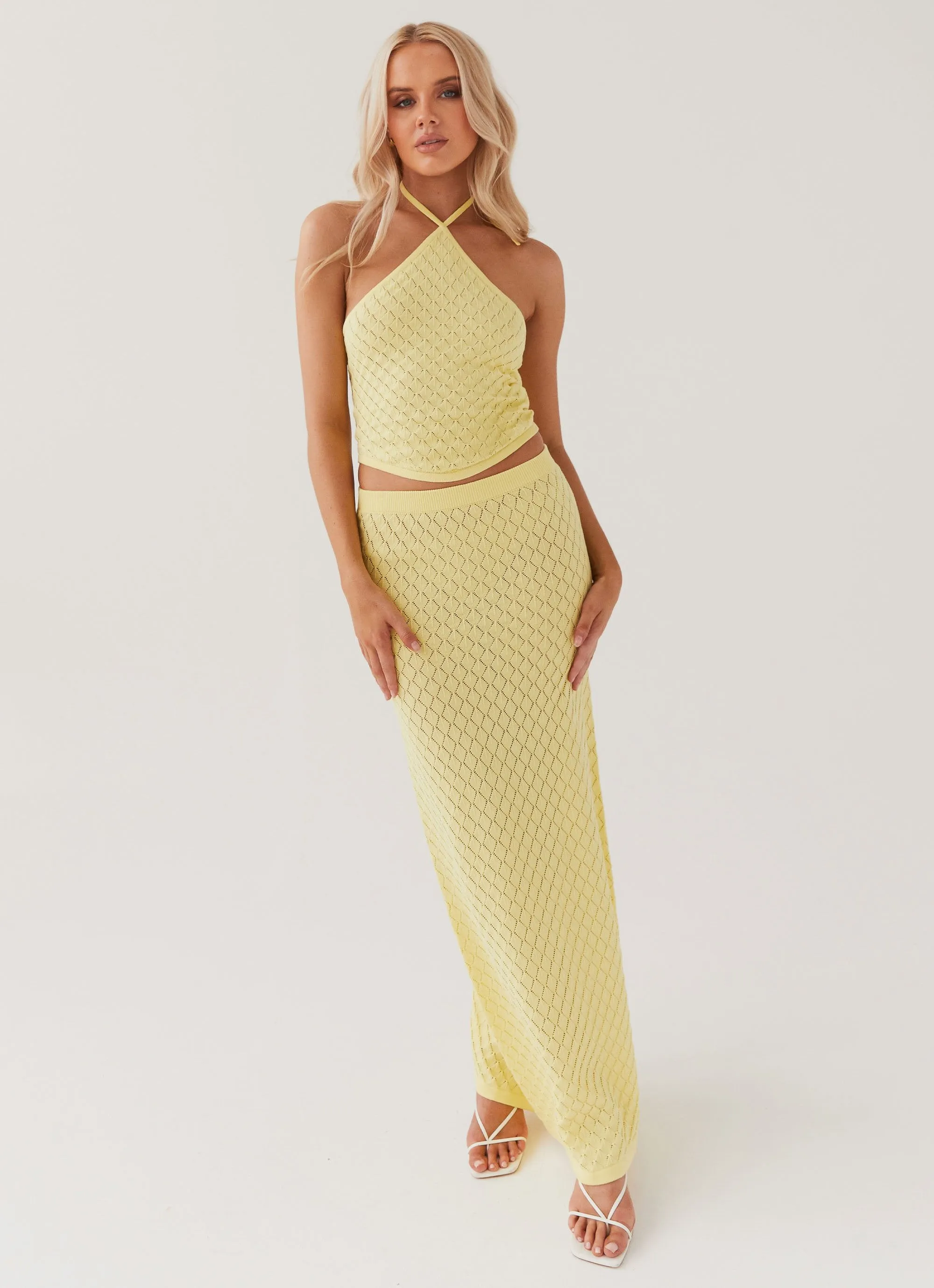 Light Edge Amanza Knit Maxi Skirt - Lemon
