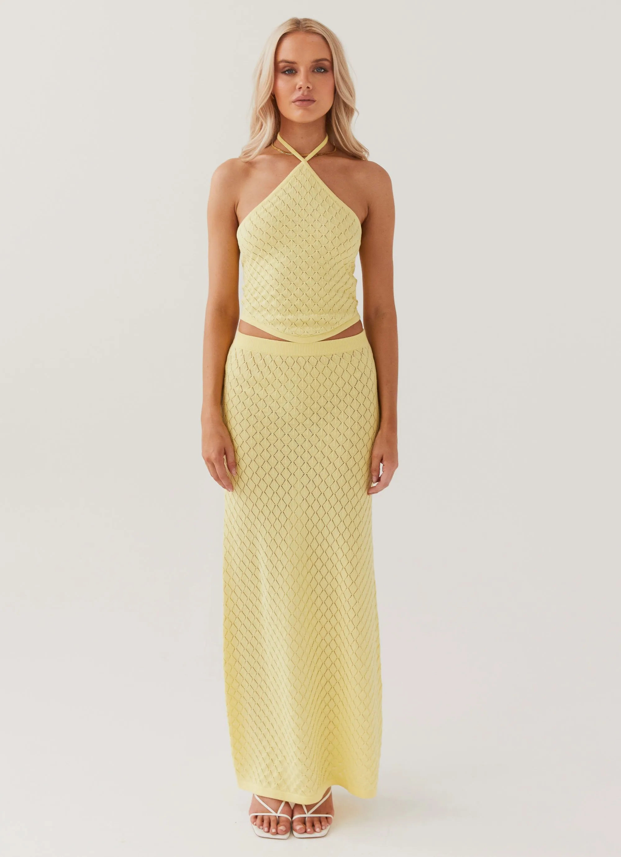 Easy Motion Daily Mood Amanza Knit Maxi Skirt - Lemon
