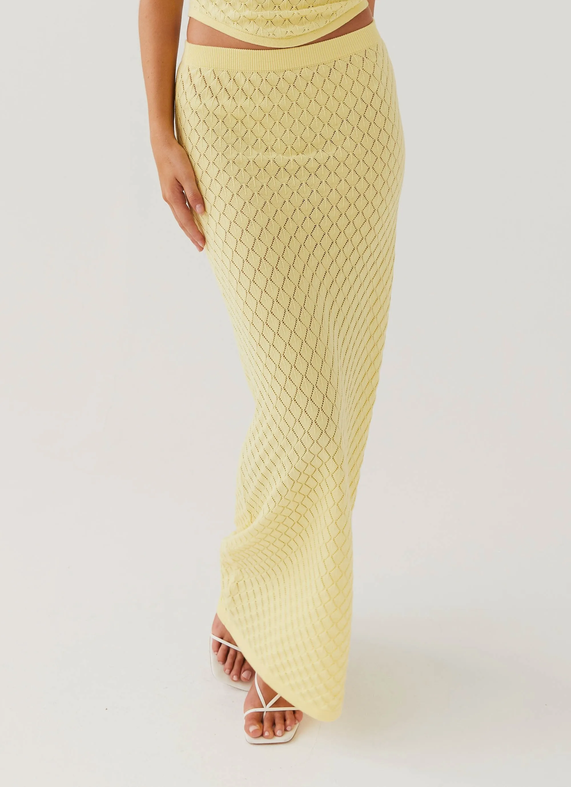 Modest Wear Amanza Knit Maxi Skirt - Lemon