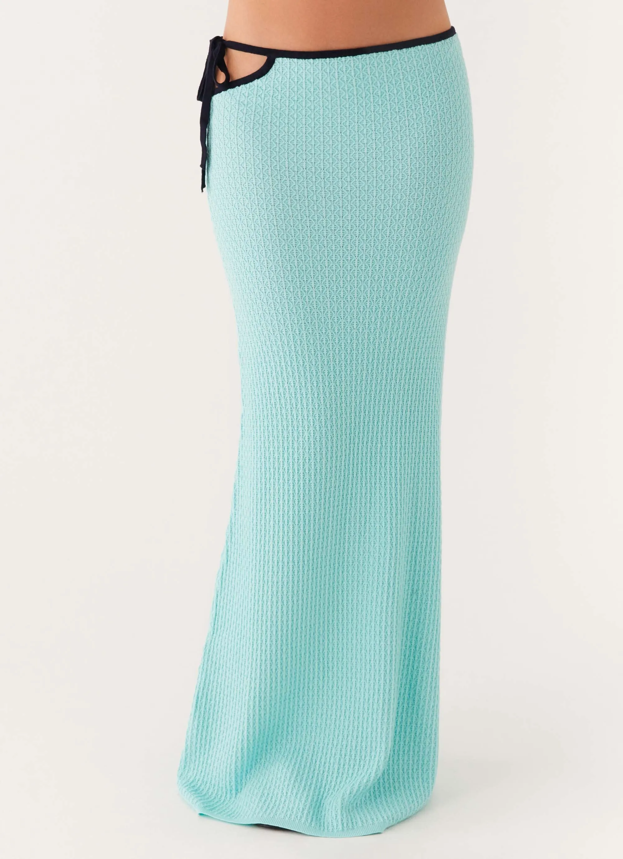Cameron Crochet Maxi Skirt - Pale Blue High Shine Core Collection