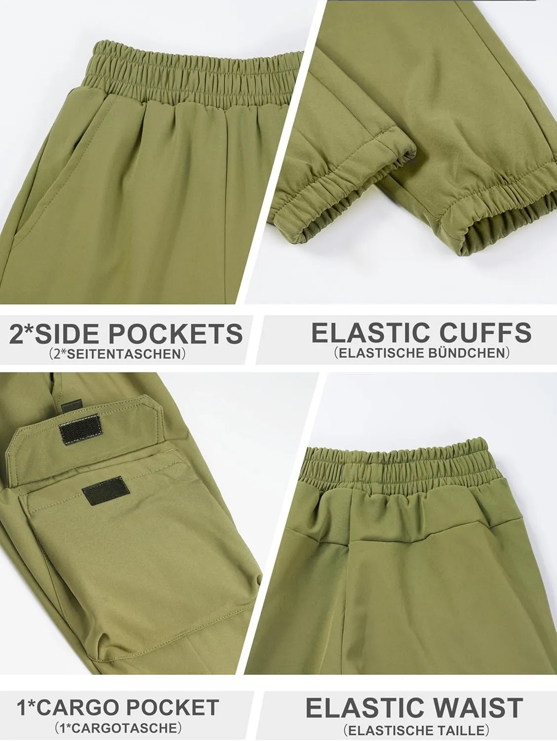 CAMLAKEE Boys' Cargo Joggers Pants Kids Elastic Waist Water Resistant Youth Outdoor Hiking Pants