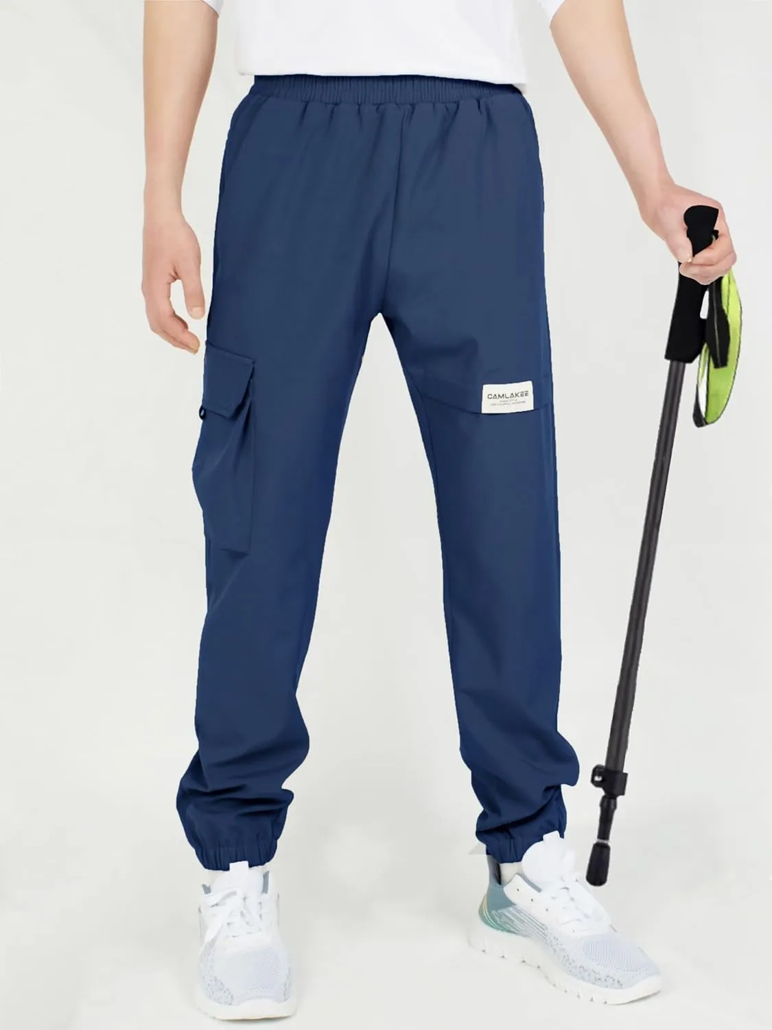 CAMLAKEE Boys' Cargo Joggers Pants Kids Elastic Waist Water Resistant Youth Outdoor Hiking Pants