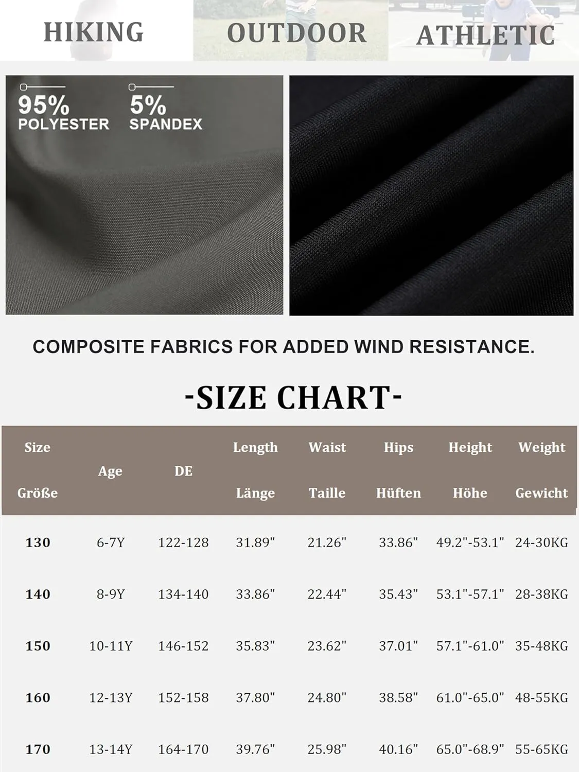 CAMLAKEE Boys' Cargo Joggers Pants Kids Elastic Waist Water Resistant Youth Outdoor Hiking Pants