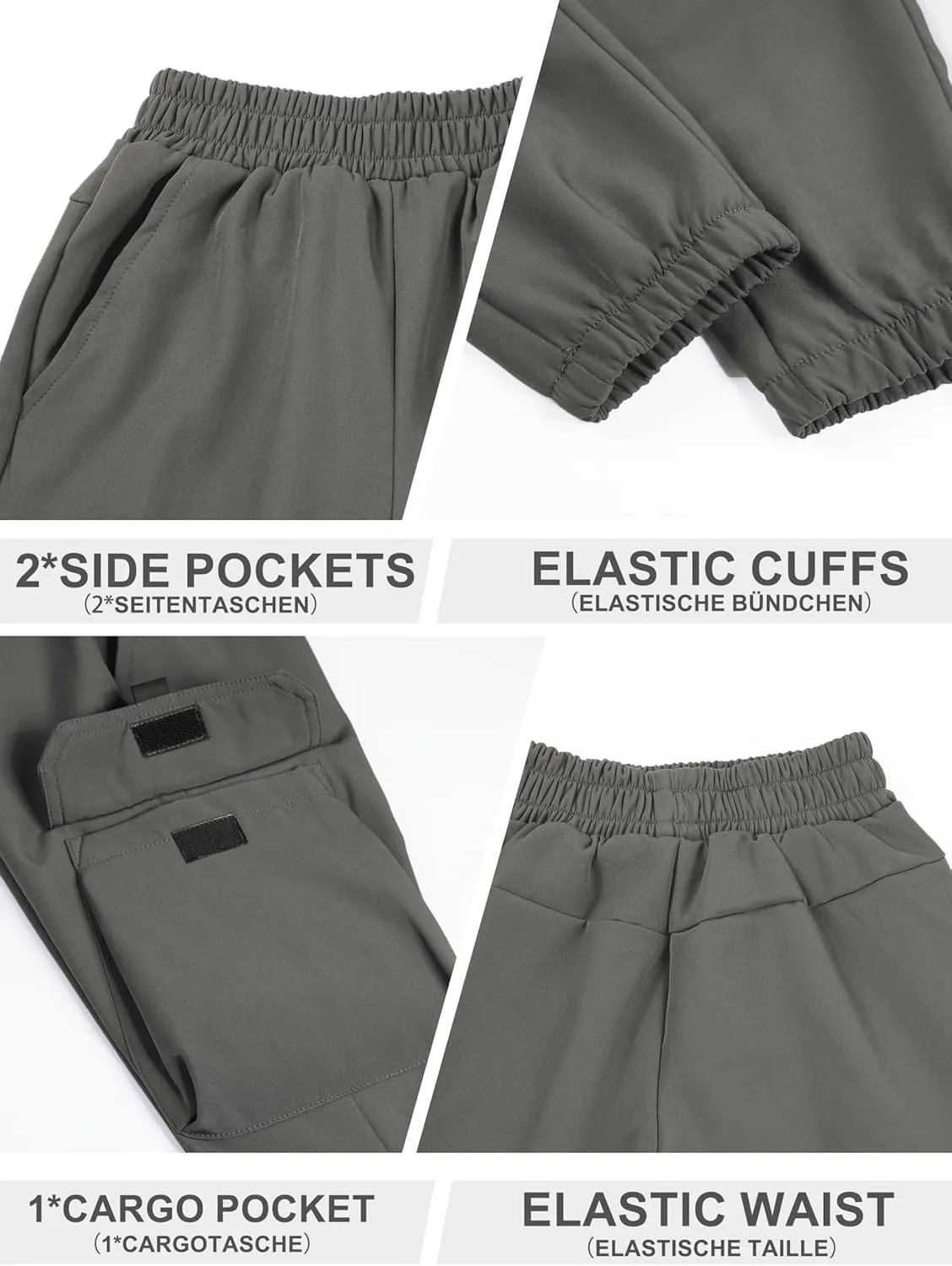 CAMLAKEE Boys' Cargo Joggers Pants Kids Elastic Waist Water Resistant Youth Outdoor Hiking Pants