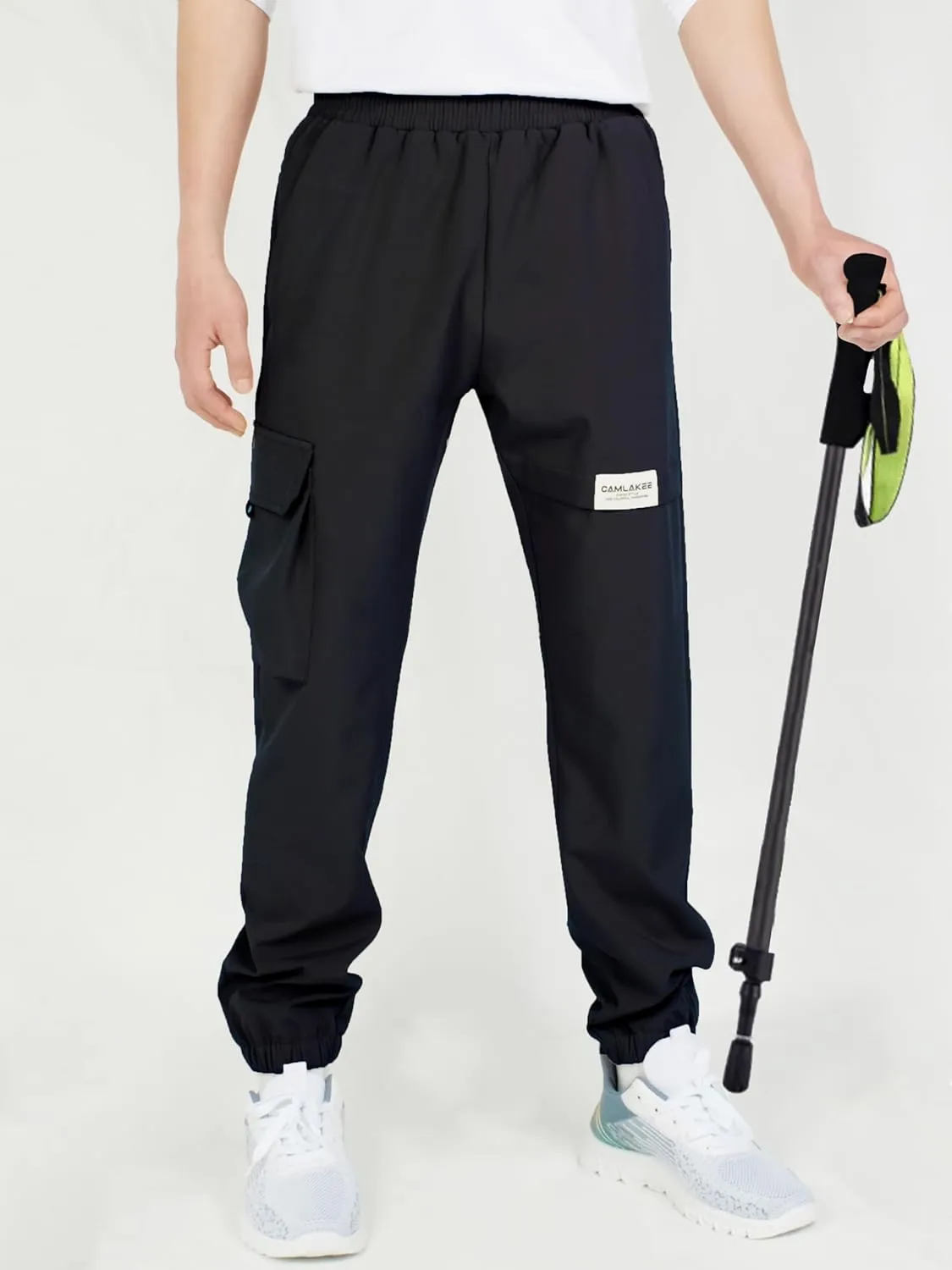 CAMLAKEE Boys' Cargo Joggers Pants Kids Elastic Waist Water Resistant Youth Outdoor Hiking Pants