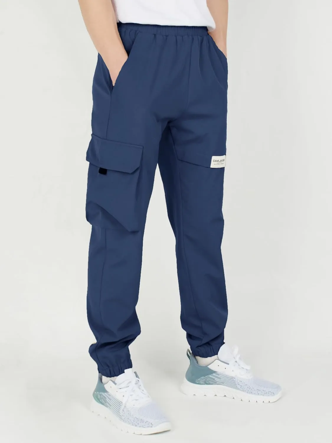 CAMLAKEE Boys' Cargo Joggers Pants Kids Elastic Waist Water Resistant Youth Outdoor Hiking Pants
