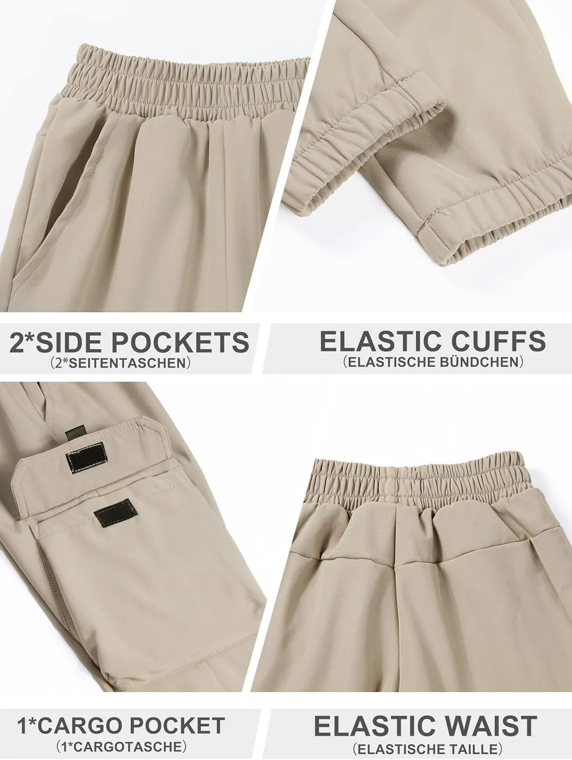 CAMLAKEE Boys' Cargo Joggers Pants Kids Elastic Waist Water Resistant Youth Outdoor Hiking Pants