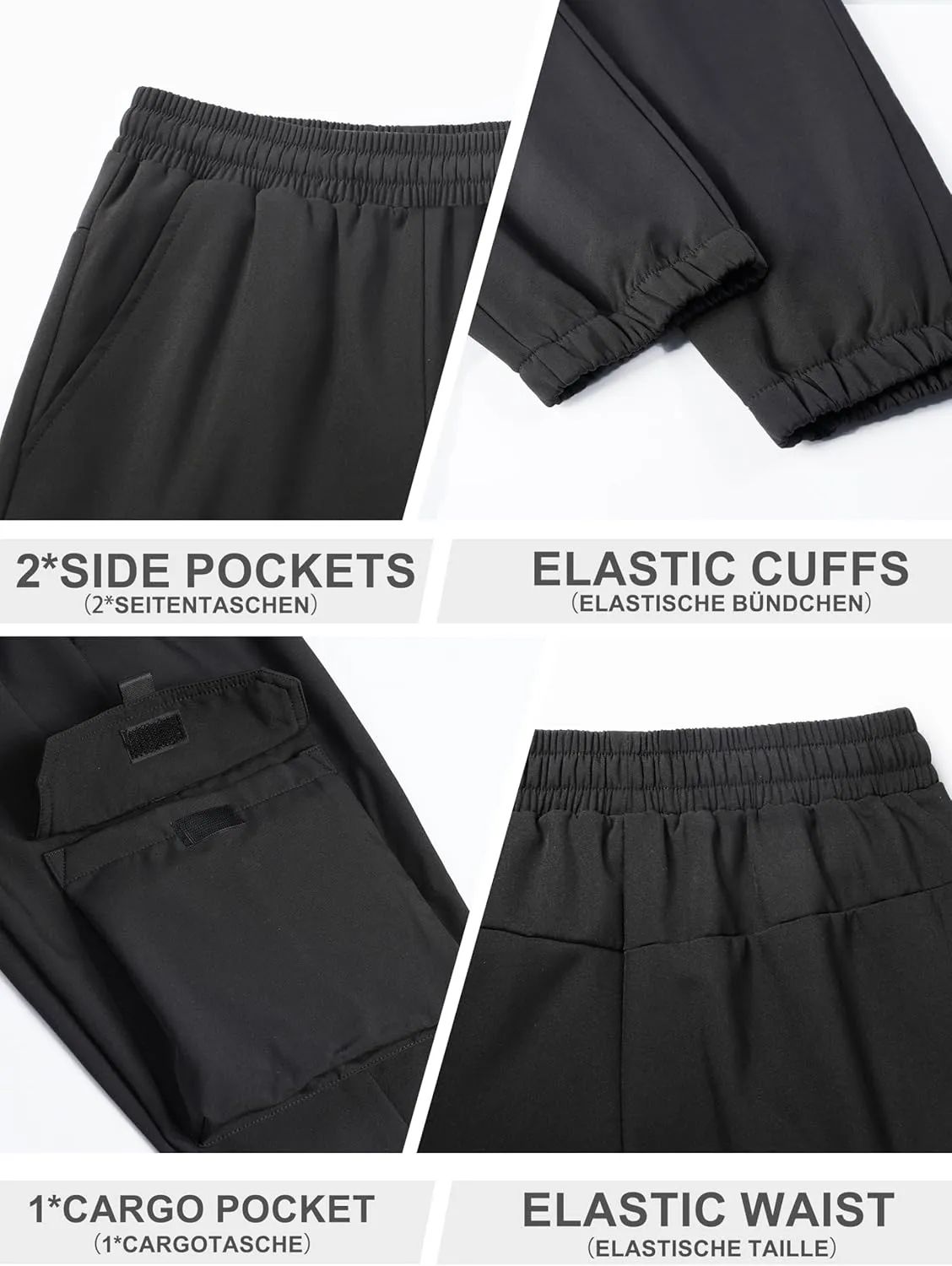 CAMLAKEE Boys' Cargo Joggers Pants Kids Elastic Waist Water Resistant Youth Outdoor Hiking Pants
