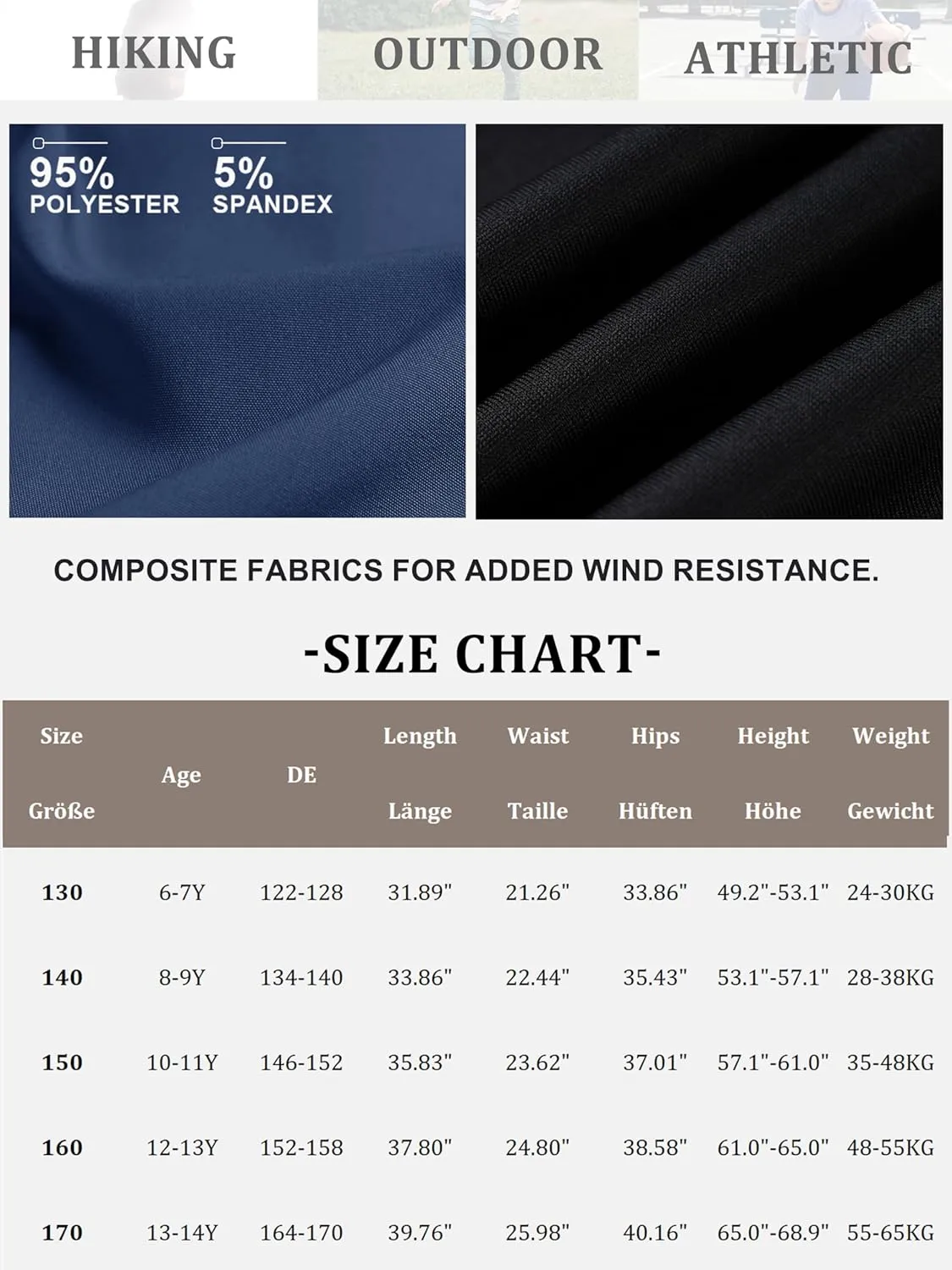 CAMLAKEE Boys' Cargo Joggers Pants Kids Elastic Waist Water Resistant Youth Outdoor Hiking Pants