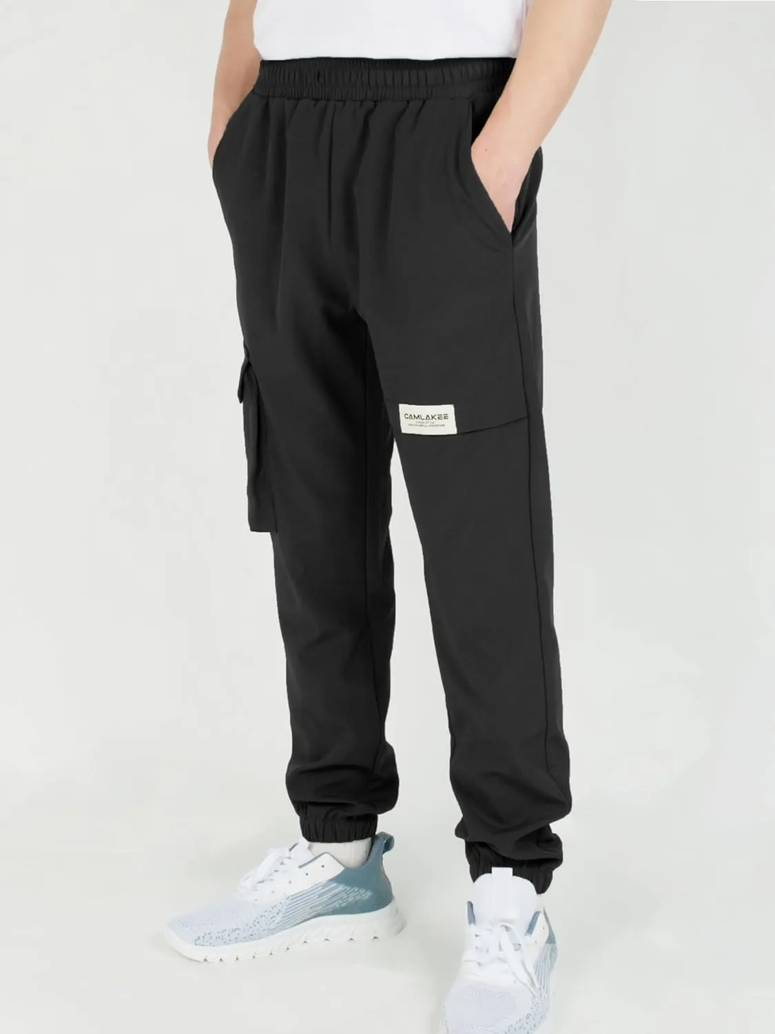 CAMLAKEE Boys' Cargo Joggers Pants Kids Elastic Waist Water Resistant Youth Outdoor Hiking Pants