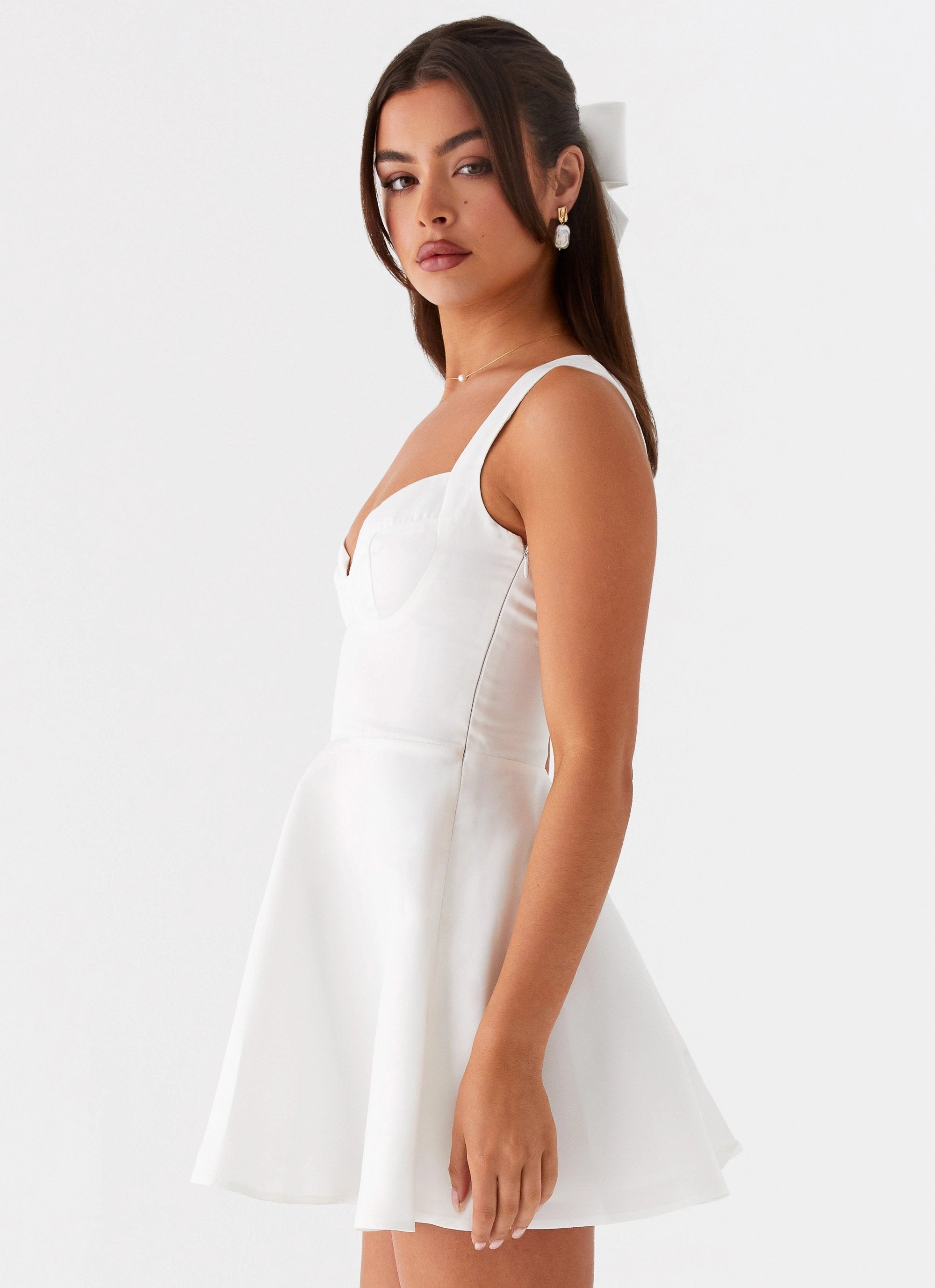 Candice Mini Dress - White Clean Chic Snap-Closure