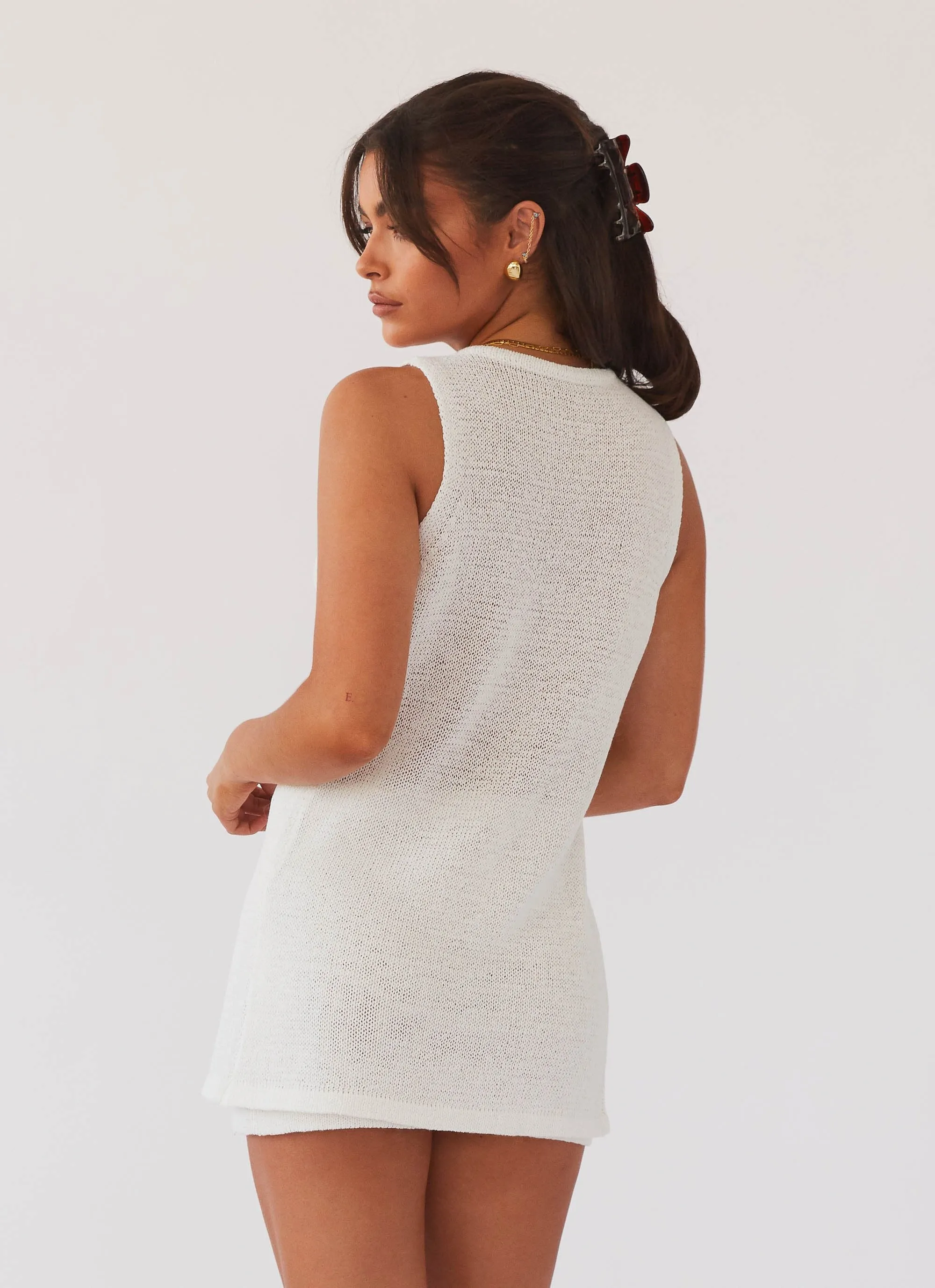 Capri Glow Knit Top - White Ultra Soft Handfeel Durable Chainstitch