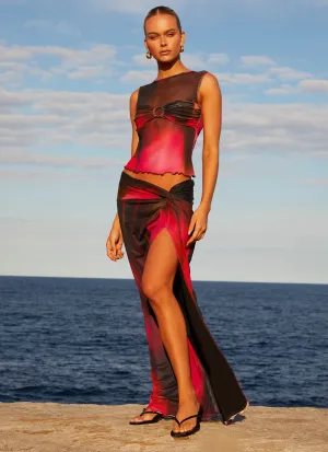 Timeless Wear Caprise Maxi Skirt - Pink Print