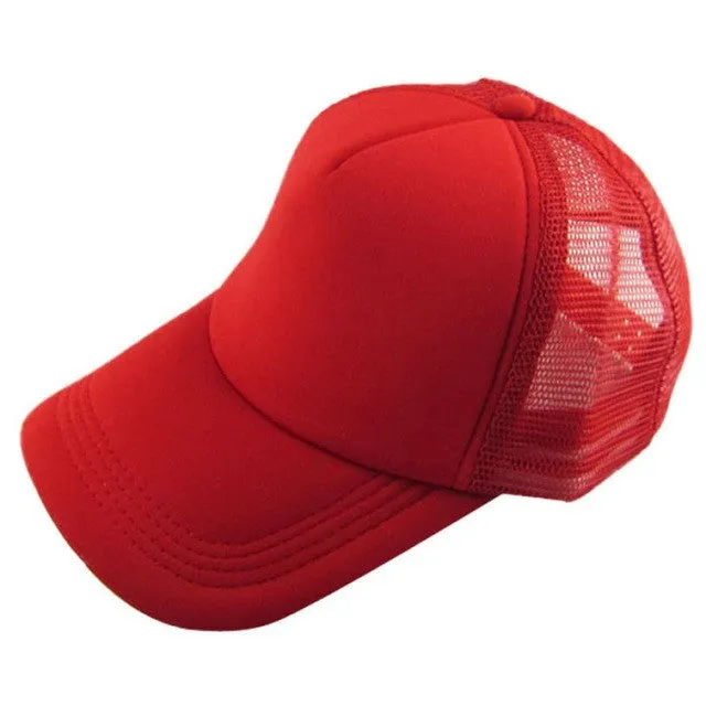 Caps 2017 Unisex Casual Hat Solid Baseball Cap Trucker Mesh Blank Visor Hat Adjustable snapback baseball cap bone masculino
