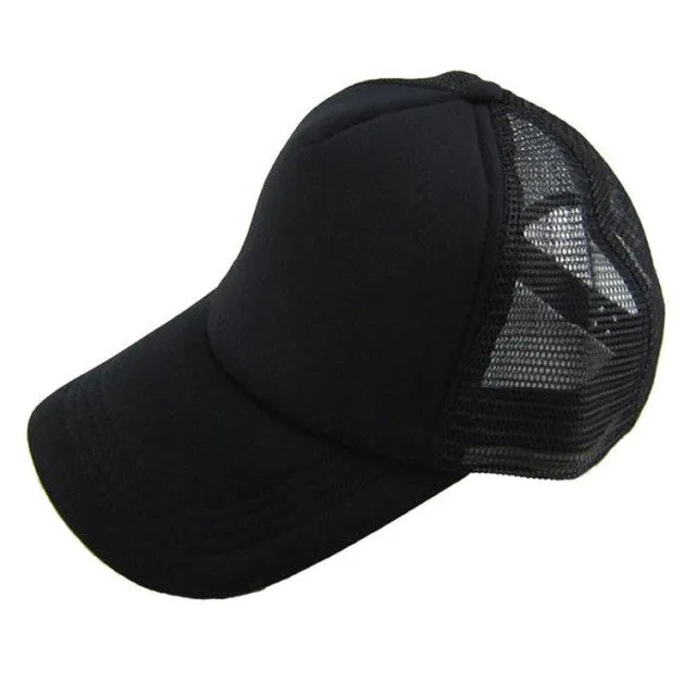 Caps 2017 Unisex Casual Hat Solid Baseball Cap Trucker Mesh Blank Visor Hat Adjustable snapback baseball cap bone masculino