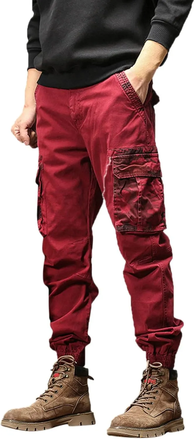 Cargo Sweatpants for Men Big and Tall Joggers Cotton Cargo Sweatpants Trousers Long Pants Men's Casual Military Pants