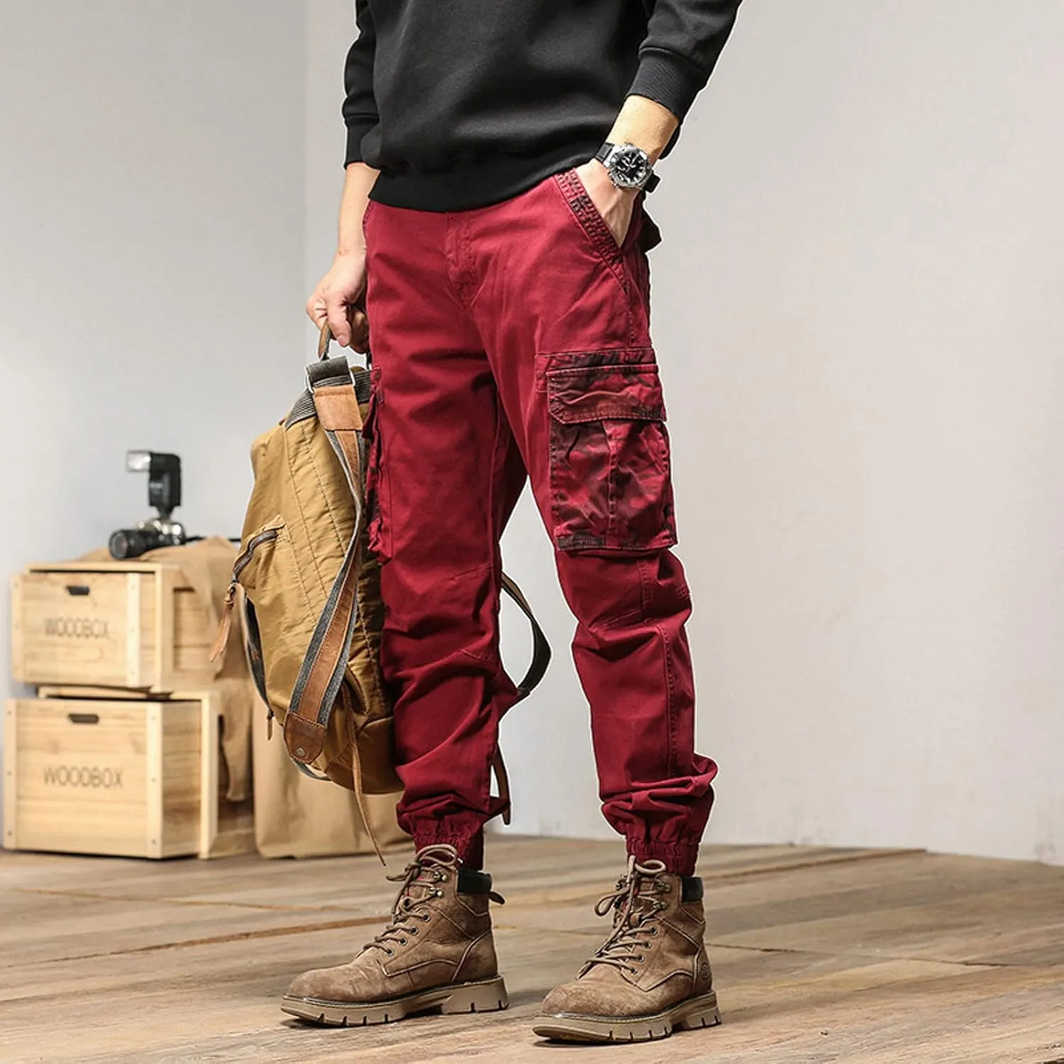 Cargo Sweatpants for Men Big and Tall Joggers Cotton Cargo Sweatpants Trousers Long Pants Men's Casual Military Pants