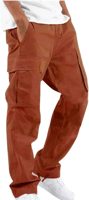 Cargo Sweatpants for Men Big and Tall Straight Fit Multi Pocket Cargo Pants Casual Fashion Hiking Outdoor Recreation