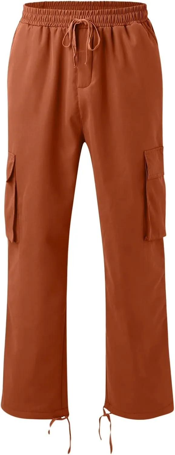Cargo Sweatpants for Men Big and Tall Straight Fit Multi Pocket Cargo Pants Casual Fashion Hiking Outdoor Recreation