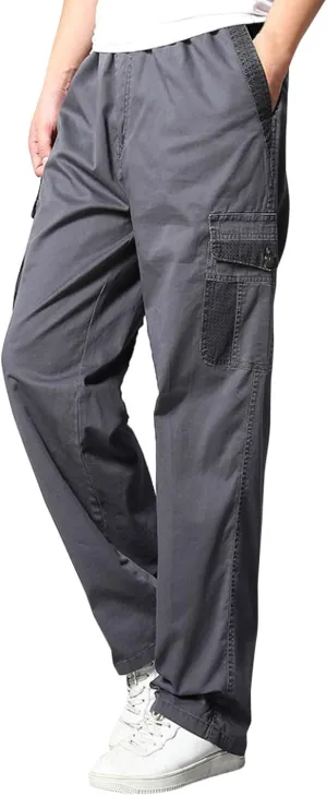 Cargo Sweatpants for Men Big and Tall Trousers Work Ripstop Cargo Pants Lightweight Cotton Jogger Work Pants 6 Pocket