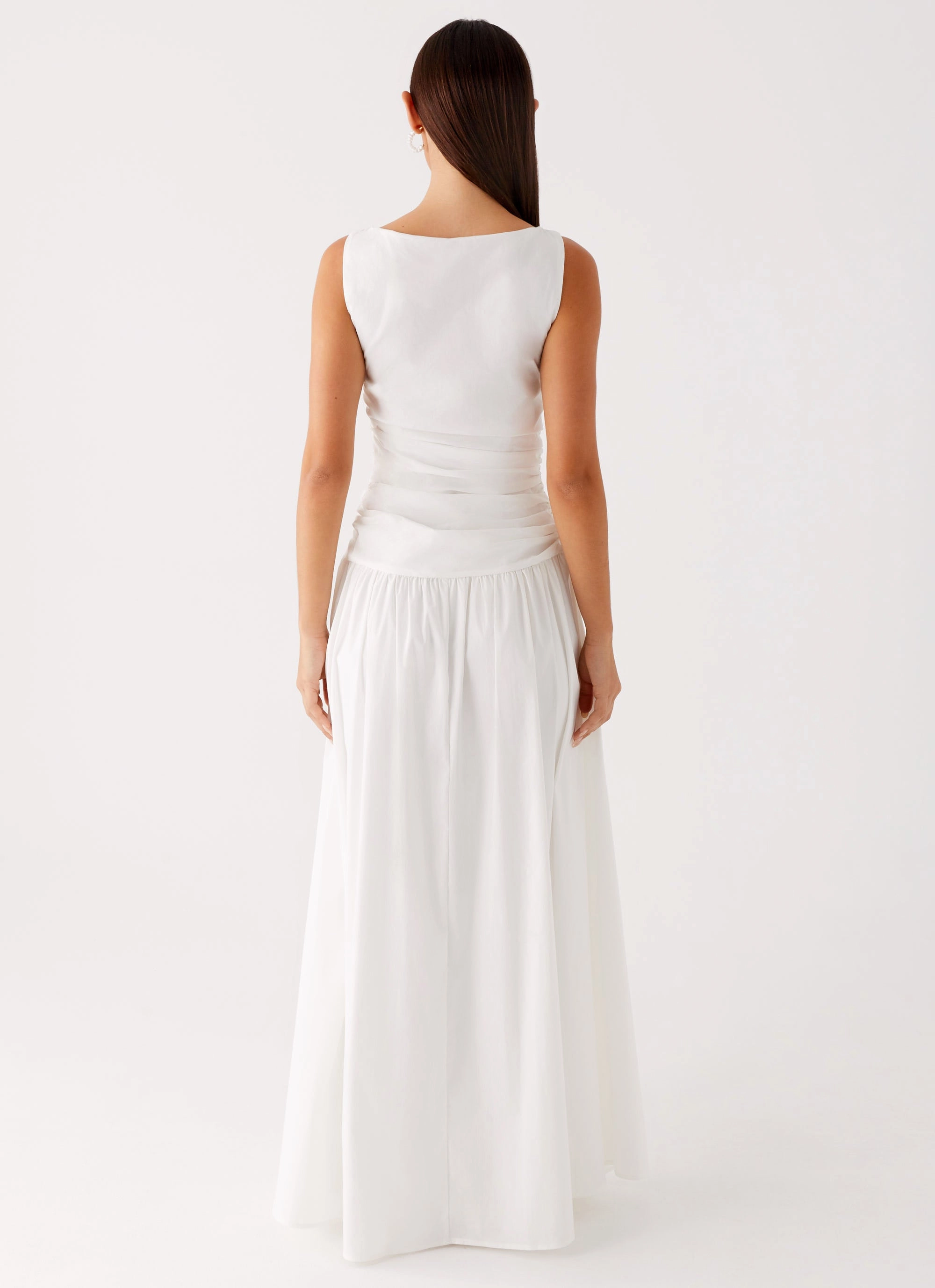 Carmel High Neck Maxi Dress - White Lux Look