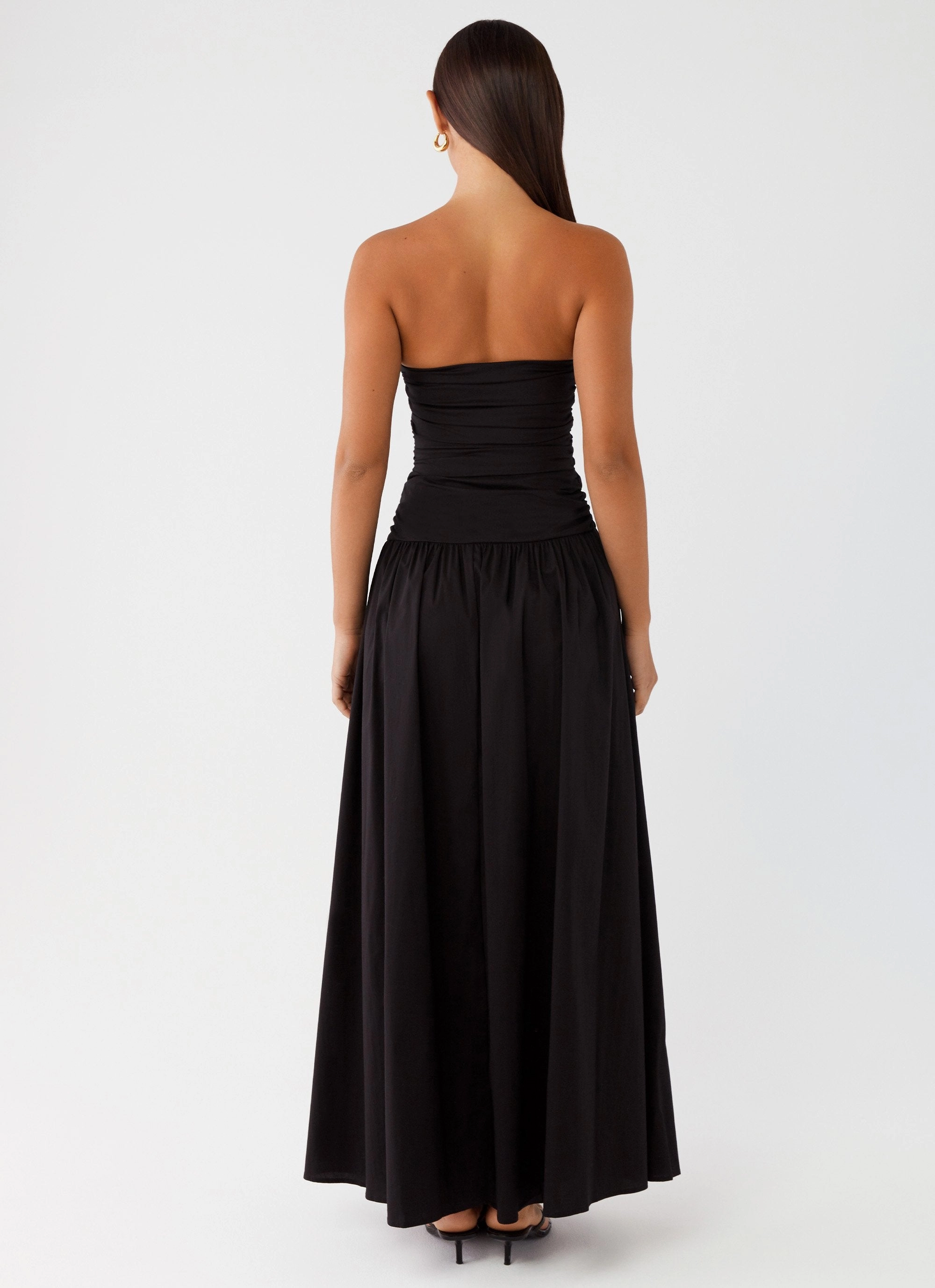 Satin Grace Carmel Maxi Dress - Black