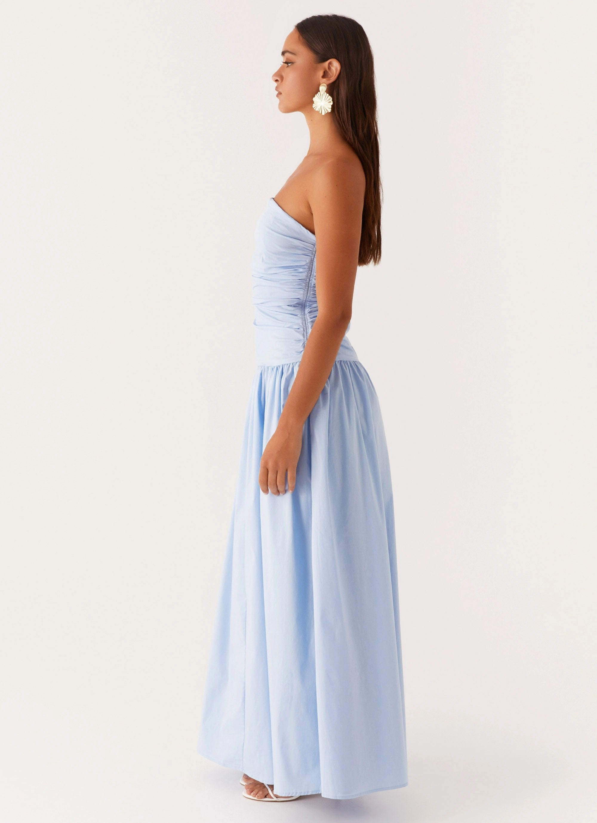 Classic Touch Tailored Cut Carmel Maxi Dress - Blue