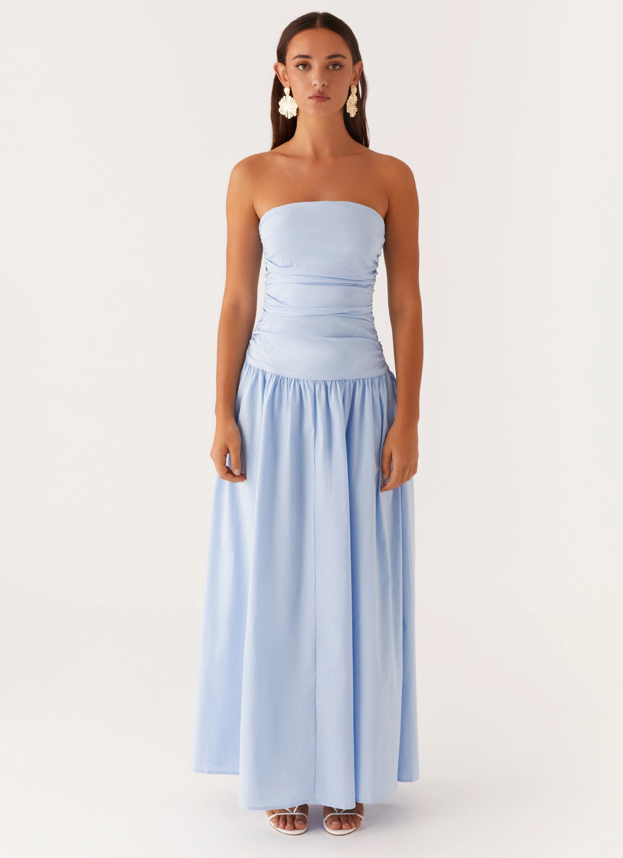 Carmel Maxi Dress - Blue Trendy Vibe Relax Draping