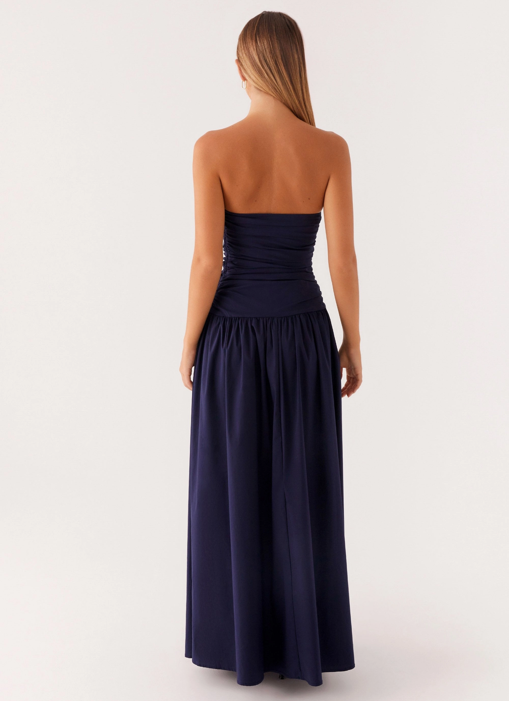 Soft Mesh Comfortable Waistband Carmel Maxi Dress - Navy