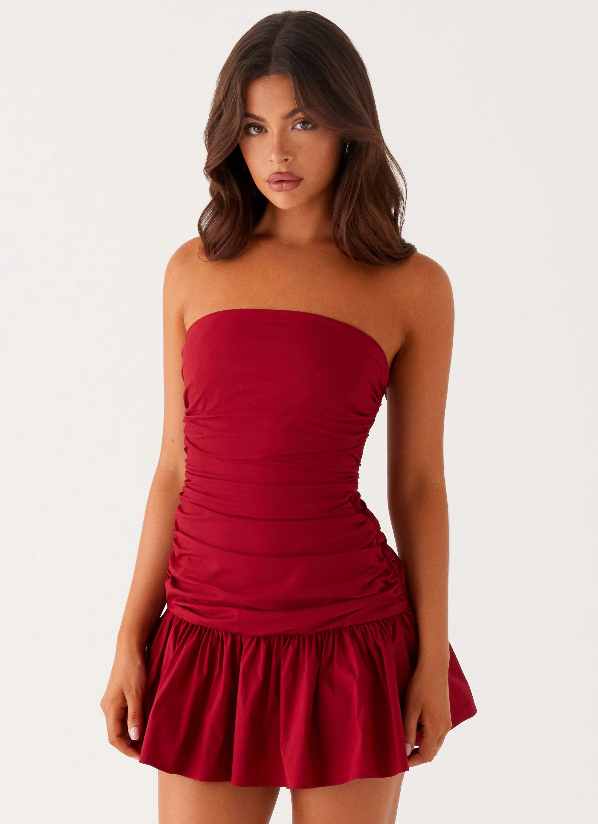 Carmel Mini Dress - Merlot Softly Structured