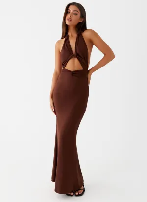 Carolina Twist Maxi Dress - Chocolate Seamless Side Panels