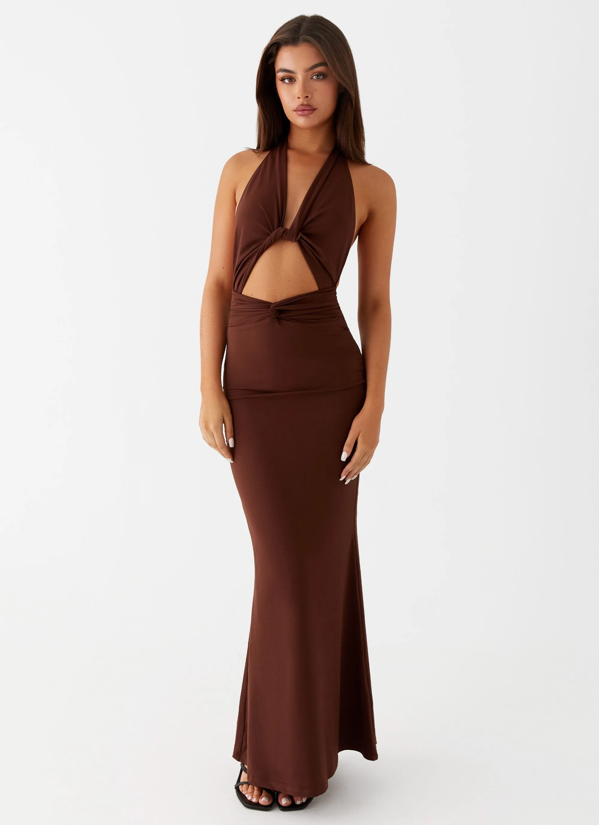 quick dry Polished Look Carolina Twist Maxi Dress - Chocolate