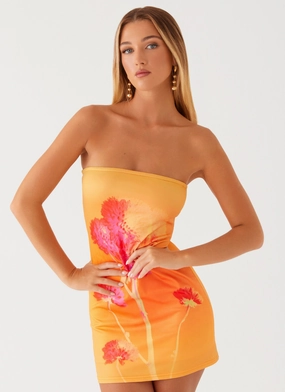 Sleek Look Caroline Mini Dress - Orange Floral