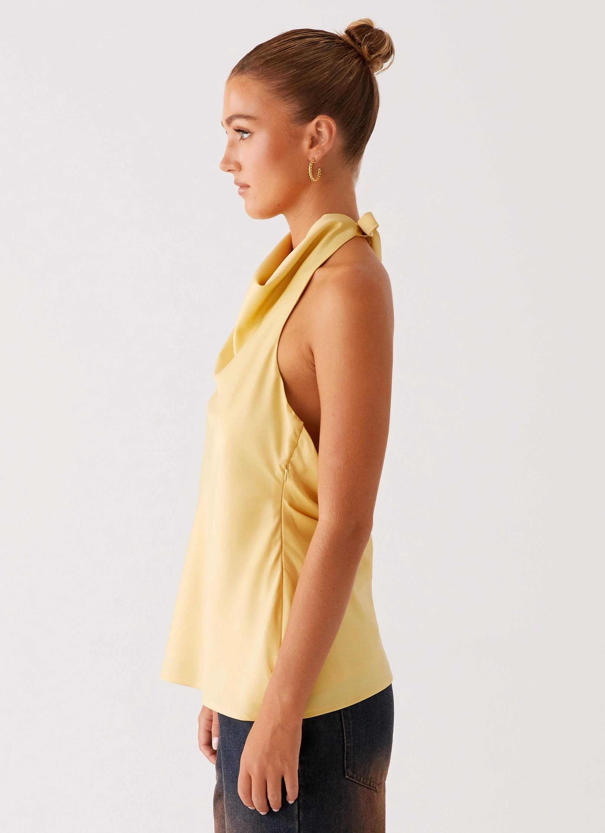 Chic Tee Carsen Halter Top - Yellow