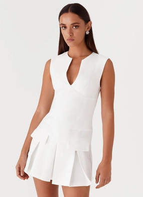 Flattering Waist Design Fit Cassia Mini Dress - White