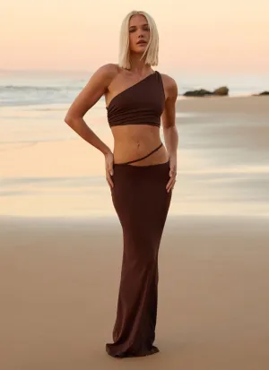 Outfit Combo Like You Do Low Rise Maxi Skirt - Chocolate