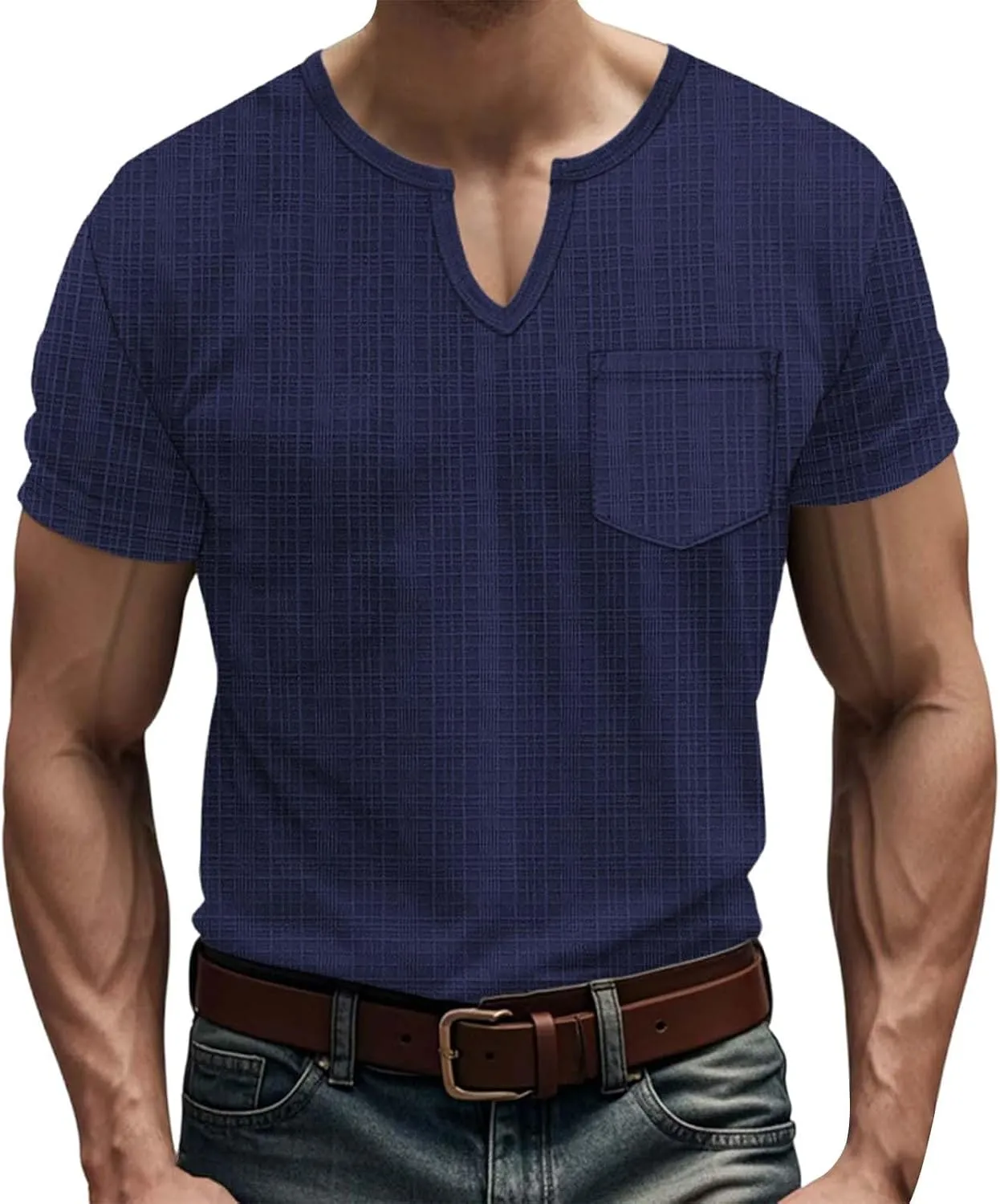 Casual V-Neck Short Sleeve Shirts for Men Linen Fashion Beach Yoga Vacation T-Shirt Relaxed Fit Summer Outdoor Tops